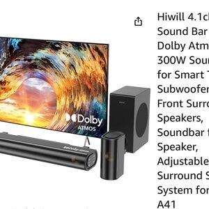 Hiwill 4.1ch Sound Bar with Dolby Atmos, 300W Sound Bar for Smart TV